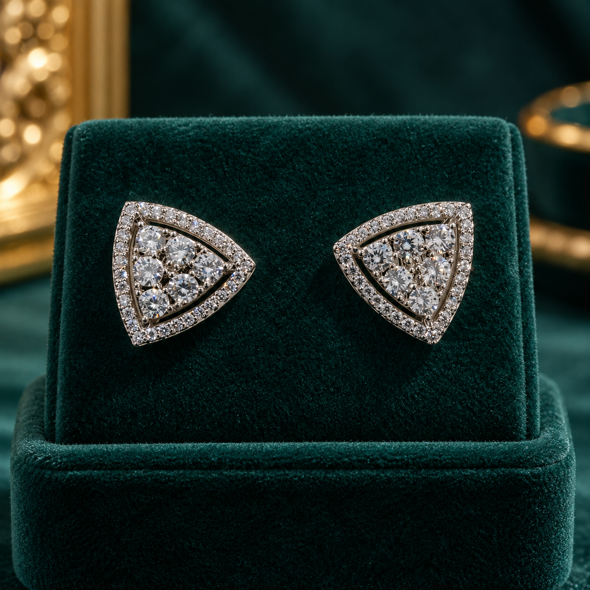 Triora Triangle Stud Earrings in a silver-tone finish