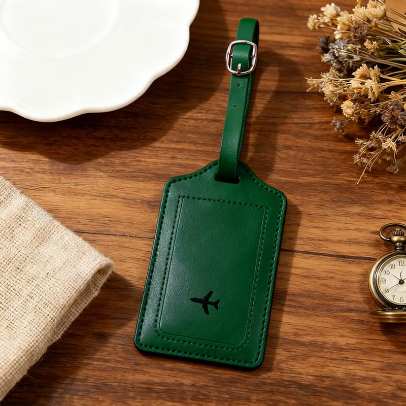 Voyager Leather Luggage Tag — Green