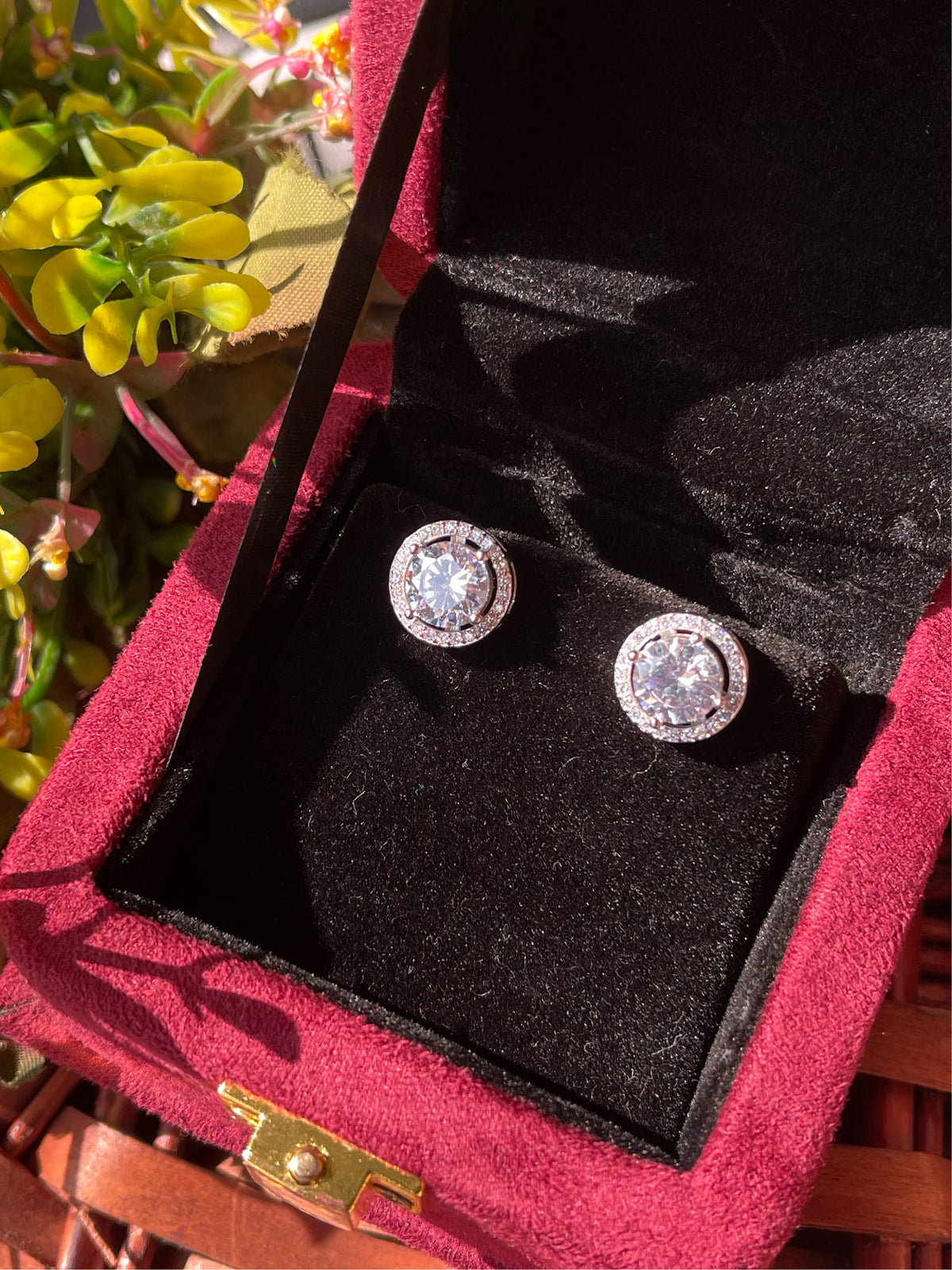 Sterling Silver 2.5 Carat Halo Studs