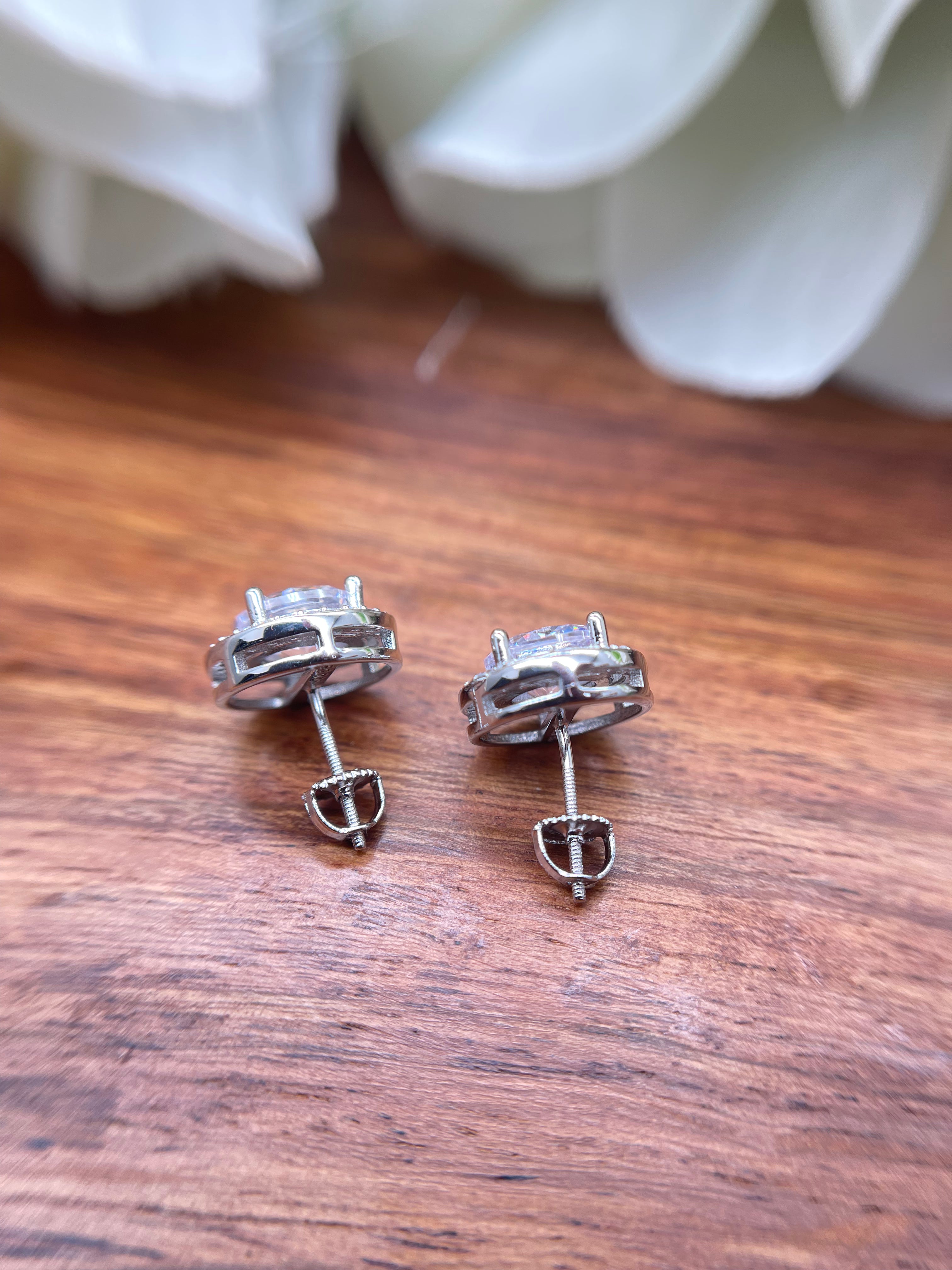 Sterling Silver 2.5 Carat Halo Studs