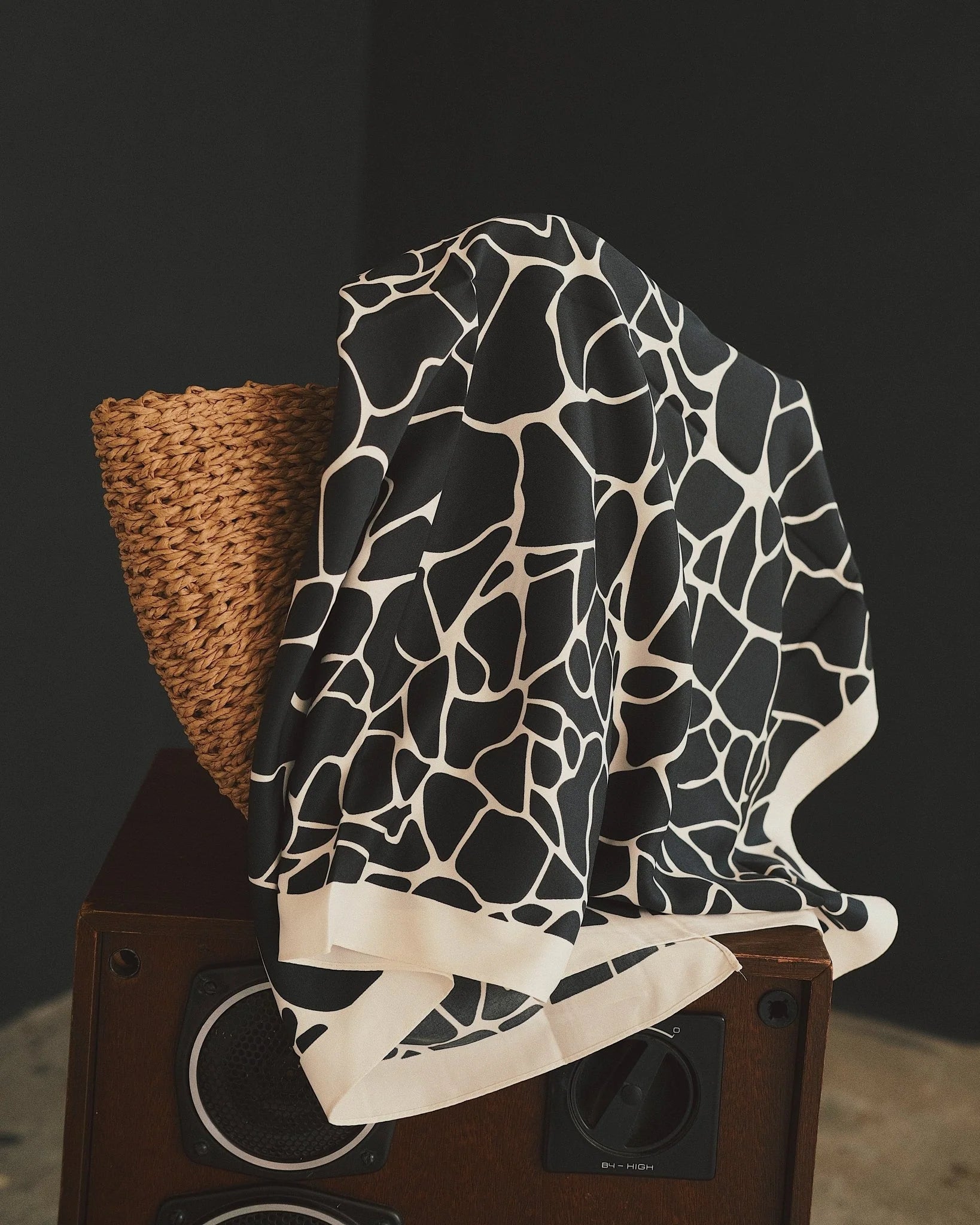 Black Doodle Silk Scarf (90x90cms)