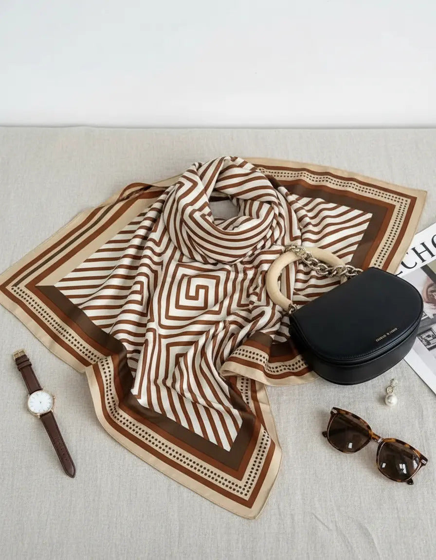Maze Crest Silk Scarf (90x90cms)