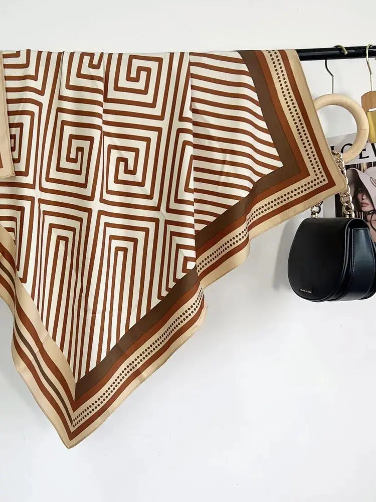 Maze Crest Silk Scarf (90x90cms)
