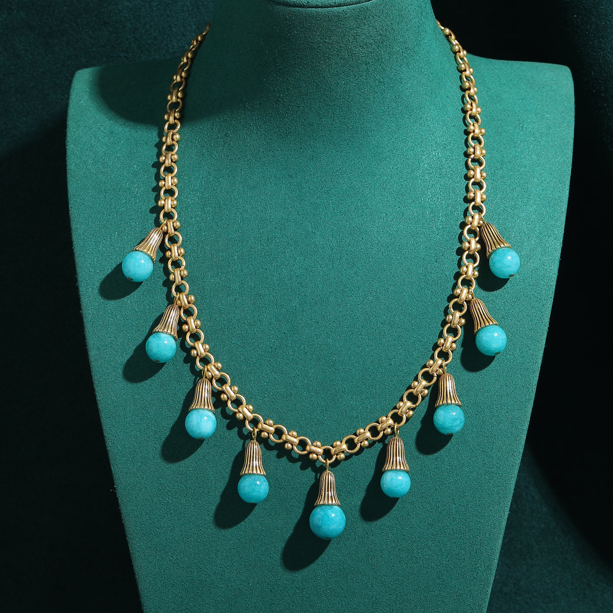 Blue Stone Bulb Antique Necklace