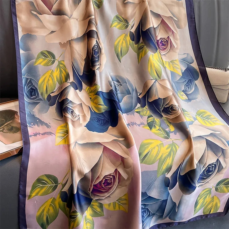 Roses are Blue Silk Scarf