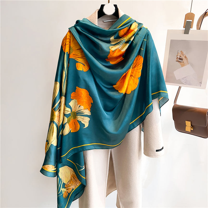 Autumn Azure Silk Stole