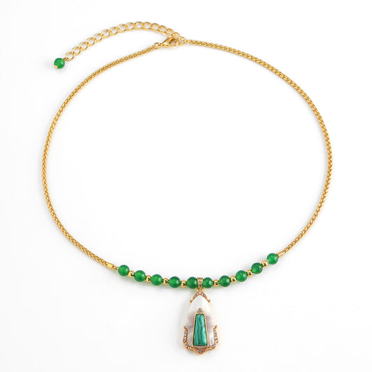 Malachite Shell Antique Necklace