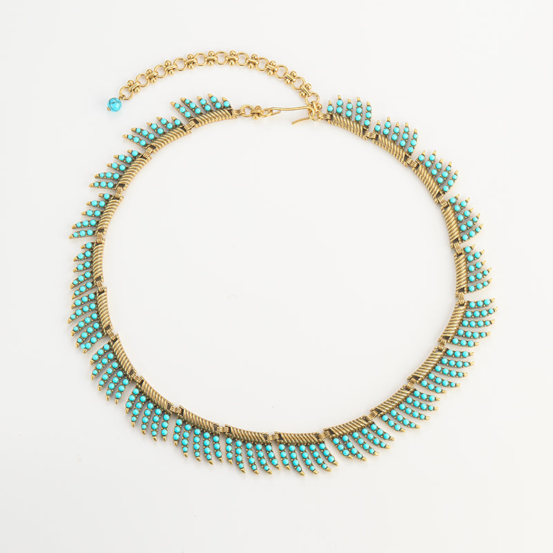 Azure Turquoise Leaf Antique Necklace