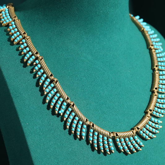 Azure Turquoise Leaf Antique Necklace