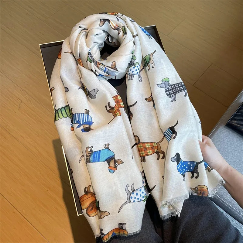 Whimsical Woof Cotton Scarf