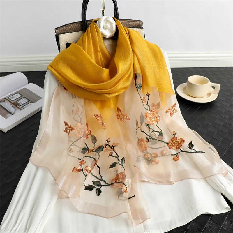Supreme Mustard Premium Embroidered Stole