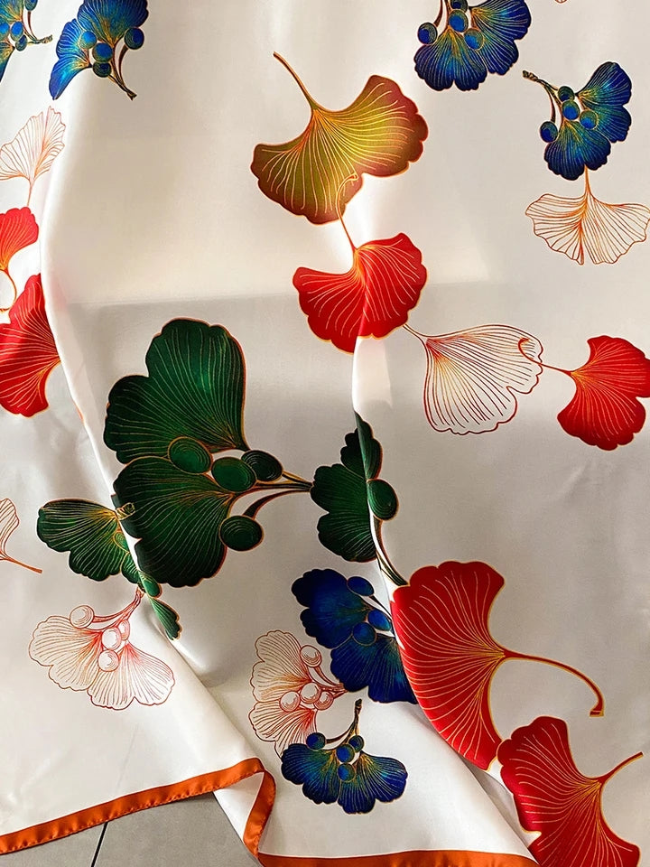 Vibrant Hibiscus Silk Scarf