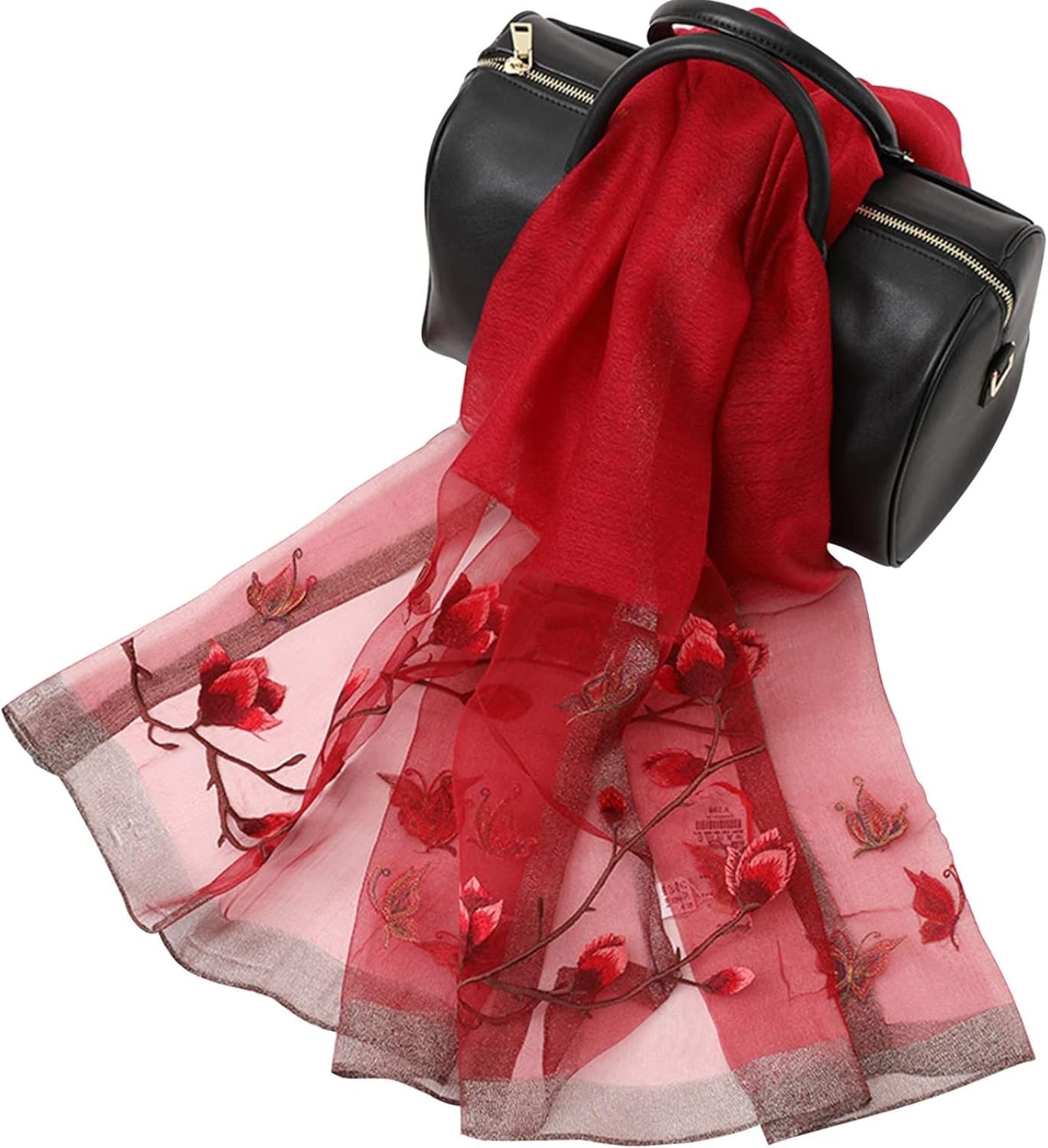 Esteem Cherry Embroidered Silk Stole