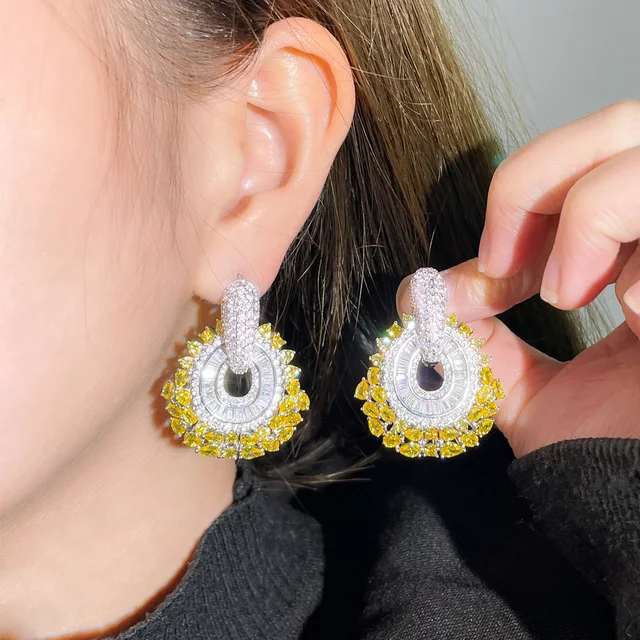 Floret Zirconia Yellow Earrings