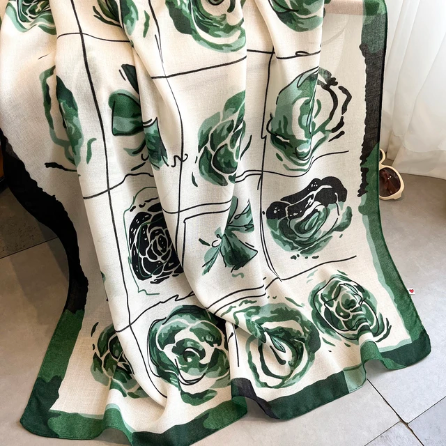 Creamy Garden Cotton Stole