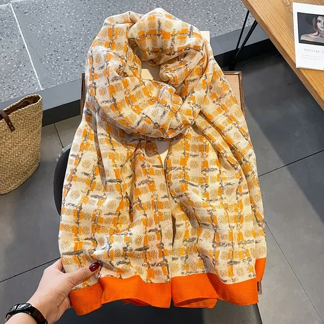 Tangerine Lace Cotton Stole