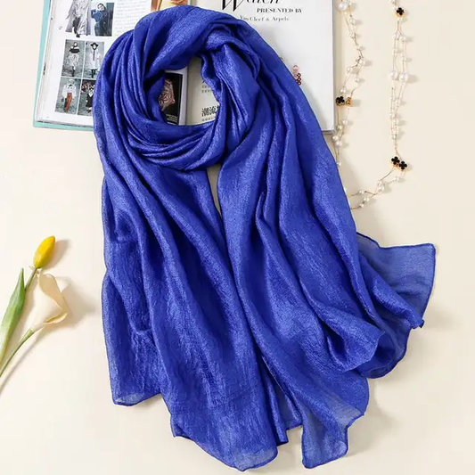 Royal Blue Silk Linen Stole