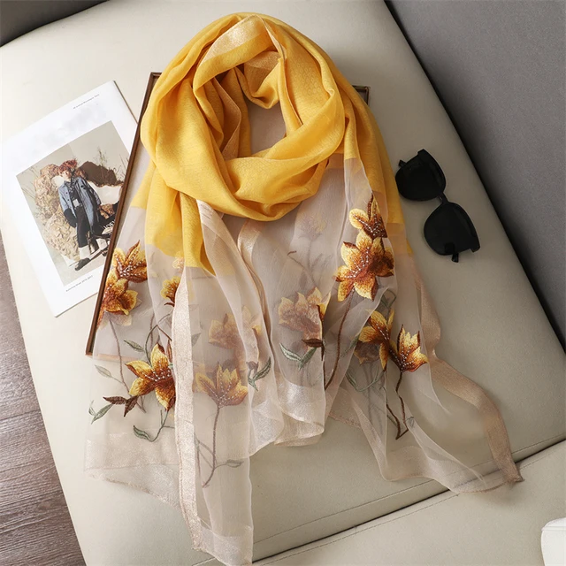 Majestic Yellow Premium Embroidered Stole