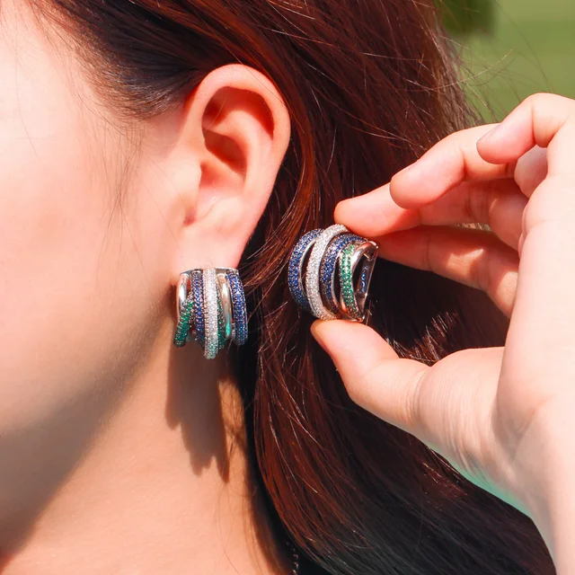 Twisted Blue Hoop Earrings