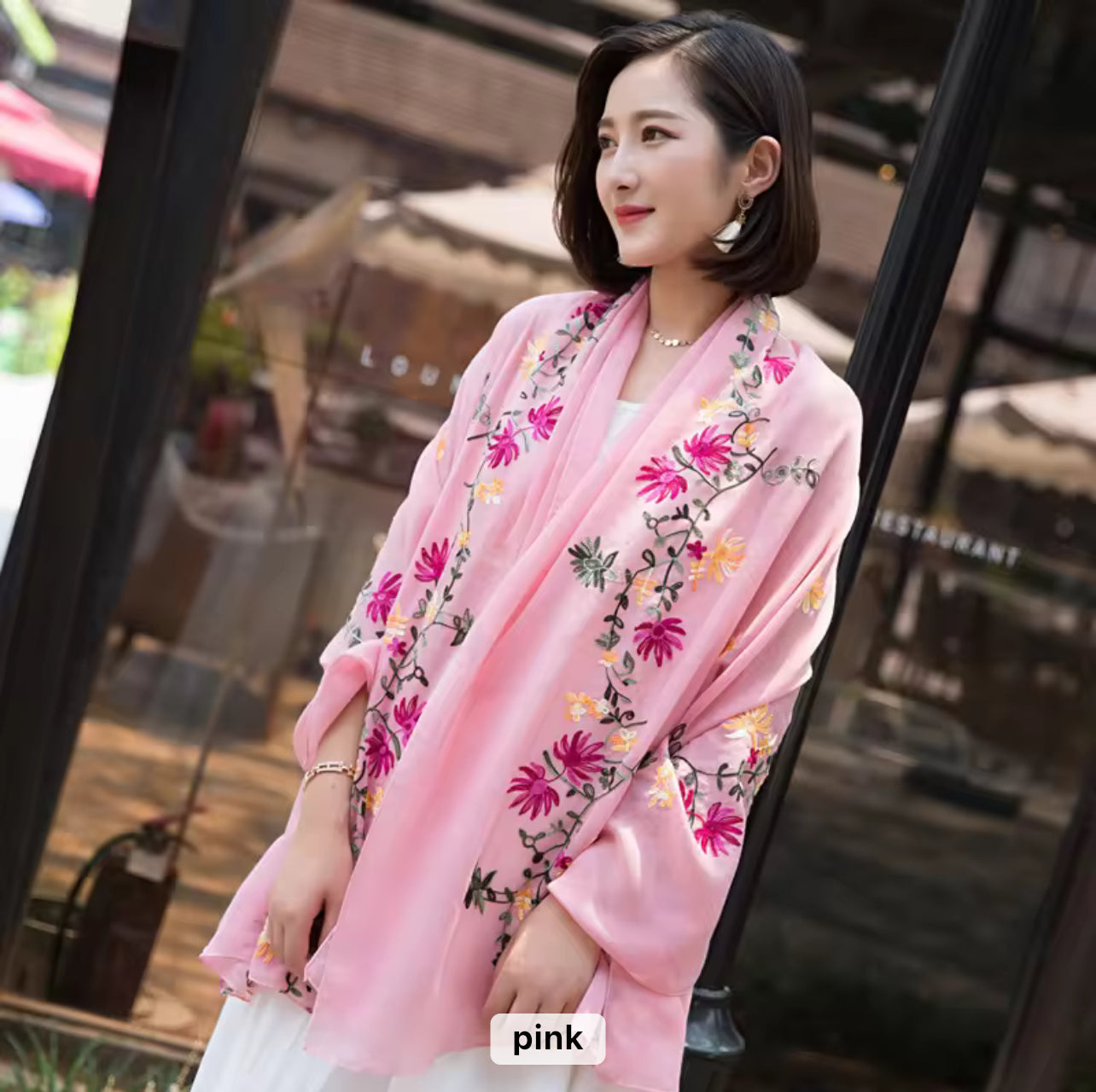 Sariyah Blush Embroidered Stole