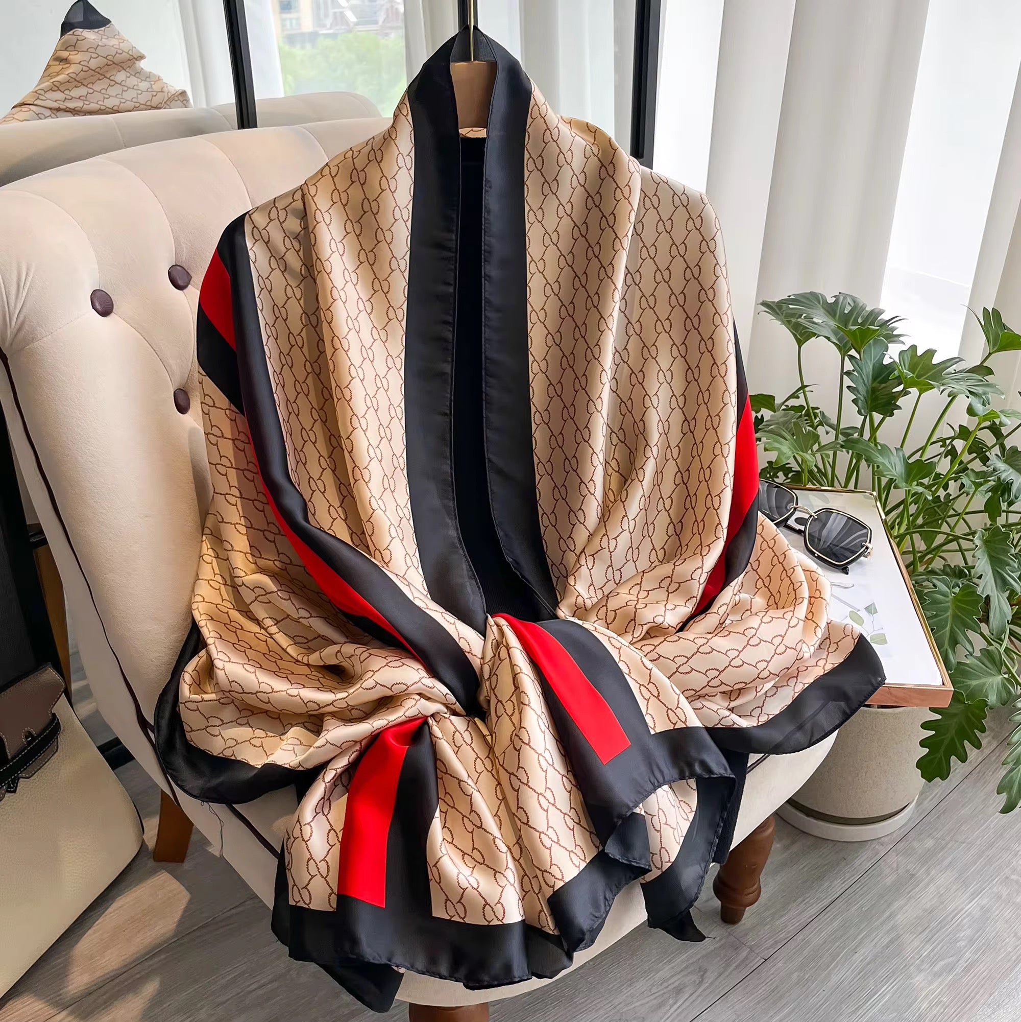 Dark Monochrome Silk Scarf