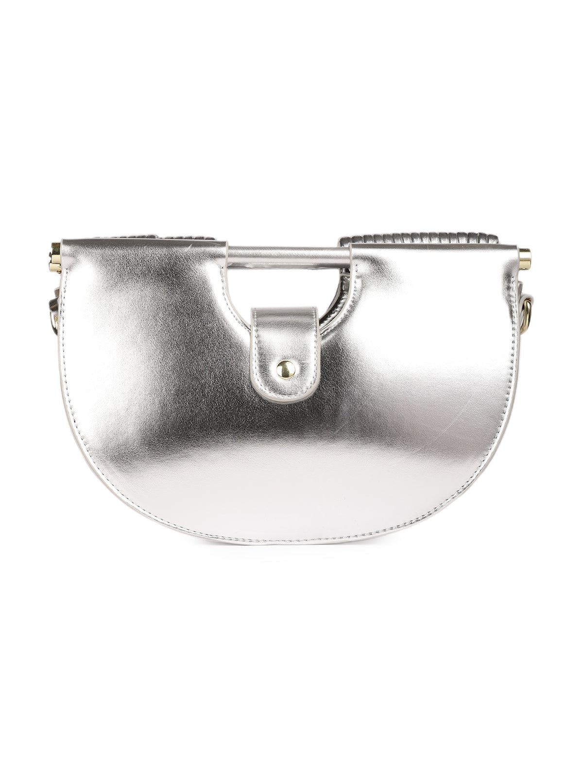 Sculpt Loop Vegan Leather Handbag (Silver)