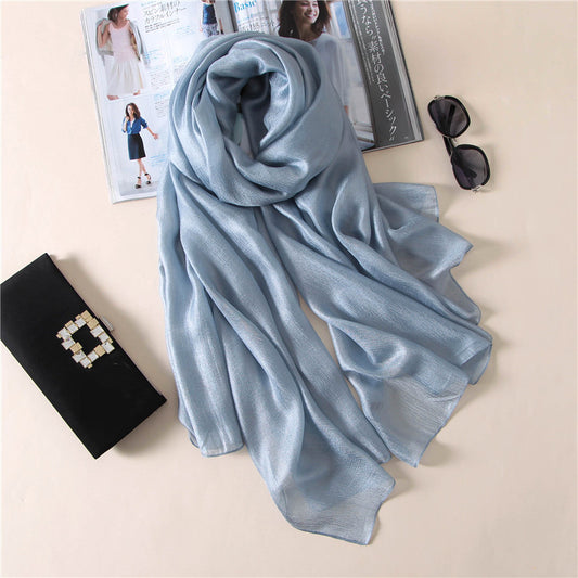 Light Blue Silk Linen Scarf