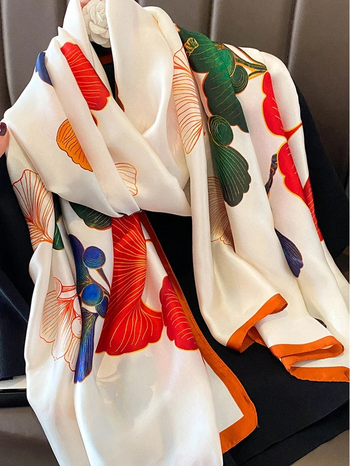 Vibrant Hibiscus Silk Scarf