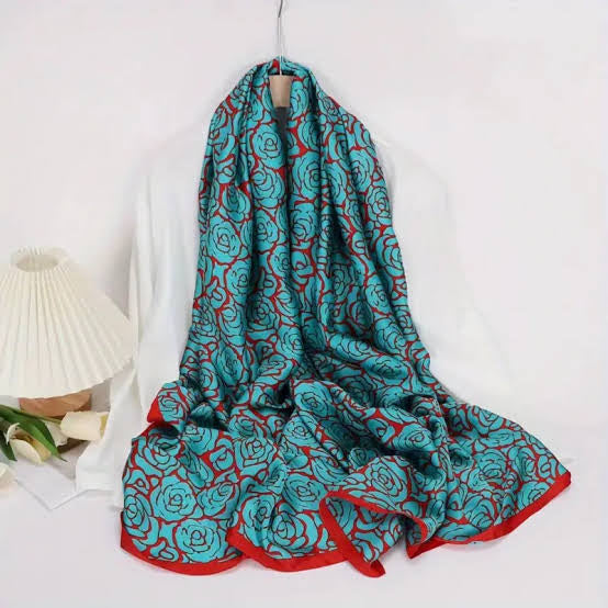 Teal Tapestry Silk Scarf