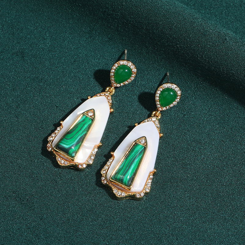 Malachite Shell Antique Earrings