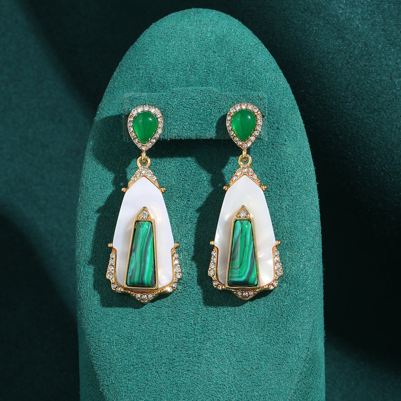 Malachite Shell Antique Earrings