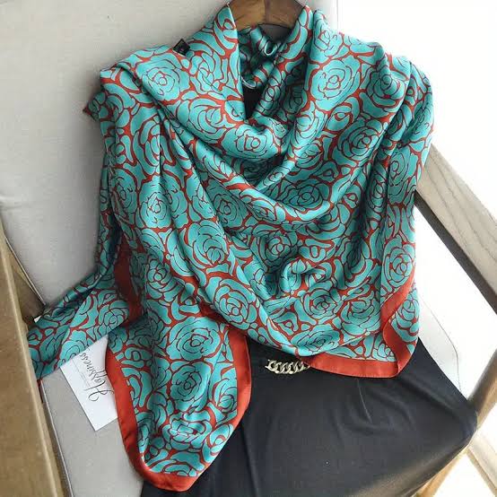 Teal Tapestry Silk Scarf