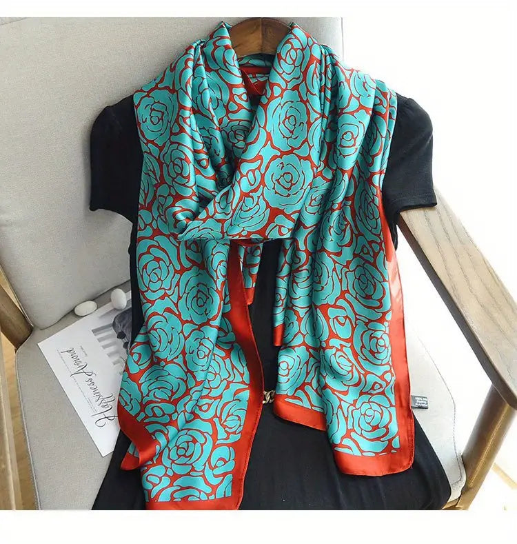 Teal Tapestry Silk Scarf