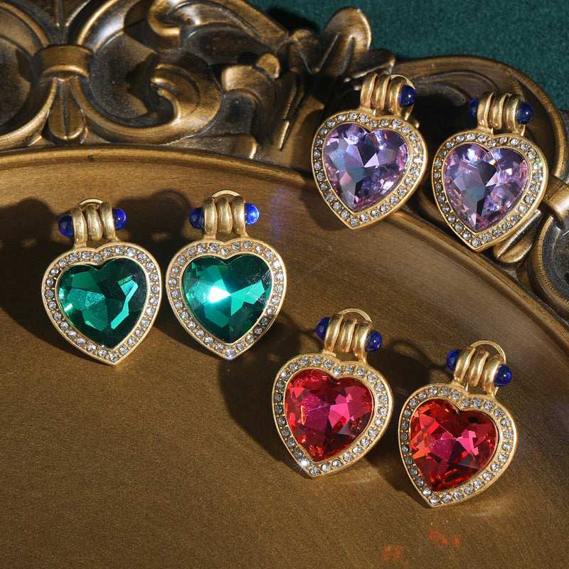 Promise Heart Crystal Antique Earrings