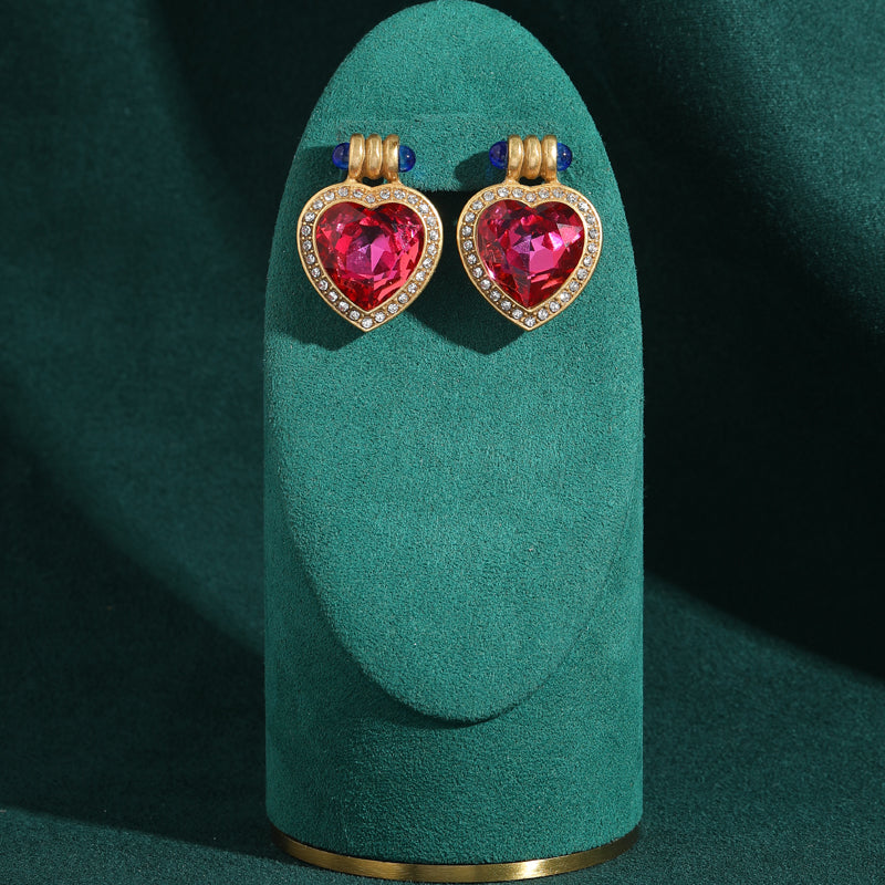 Promise Heart Crystal Antique Earrings