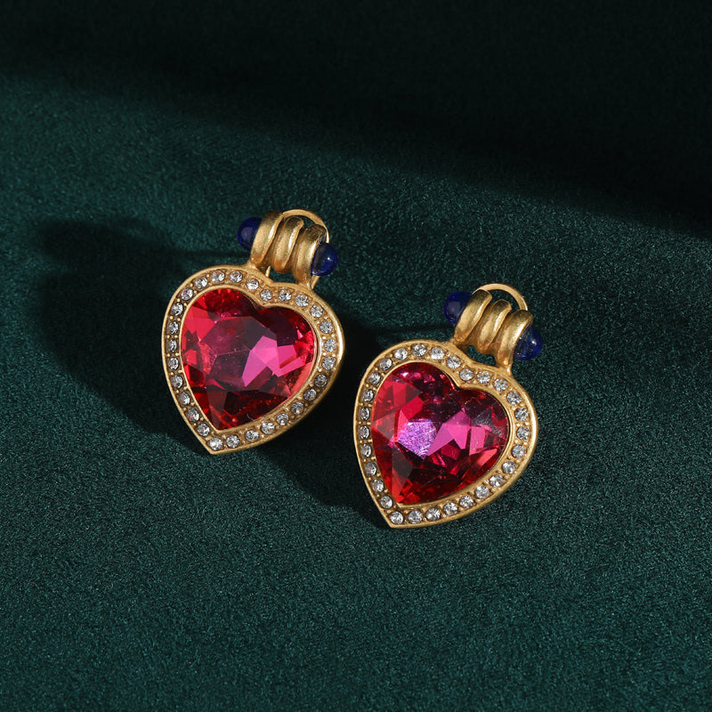 Promise Heart Crystal Antique Earrings
