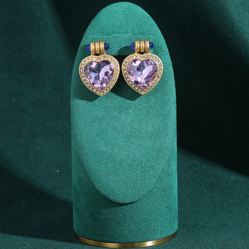 Promise Heart Crystal Antique Earrings