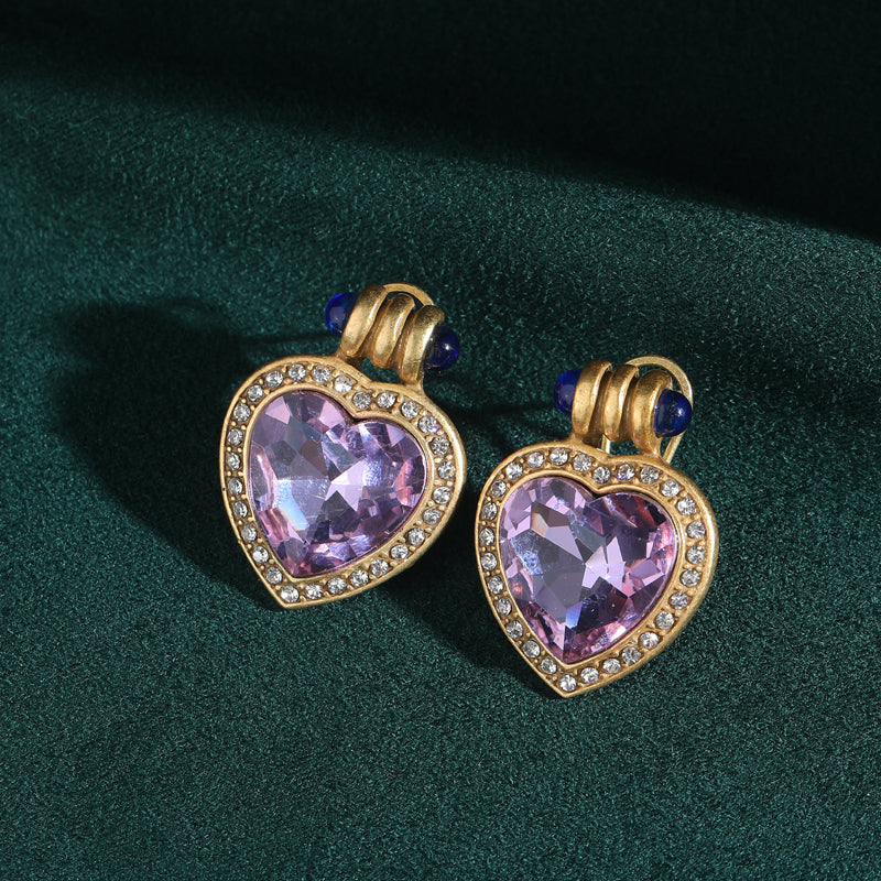 Promise Heart Crystal Antique Earrings