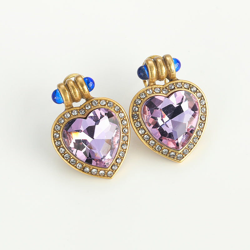 Promise Heart Crystal Antique Earrings