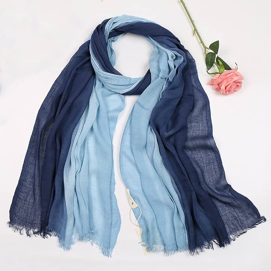 Dania Ombre Sapphire Cotton Linen Stole
