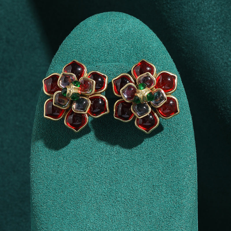 Camellia Antique Earrings (Red)