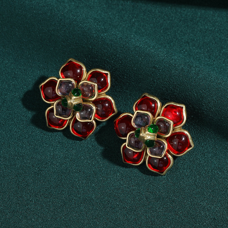 Camellia Antique Earrings (Red)