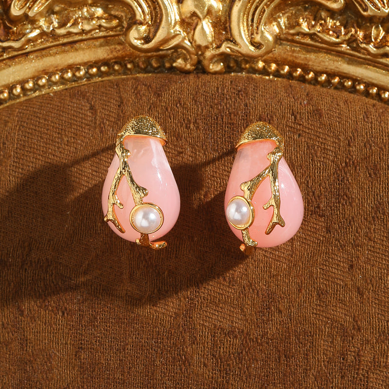Pink Stone Moonlight Antique Earrings