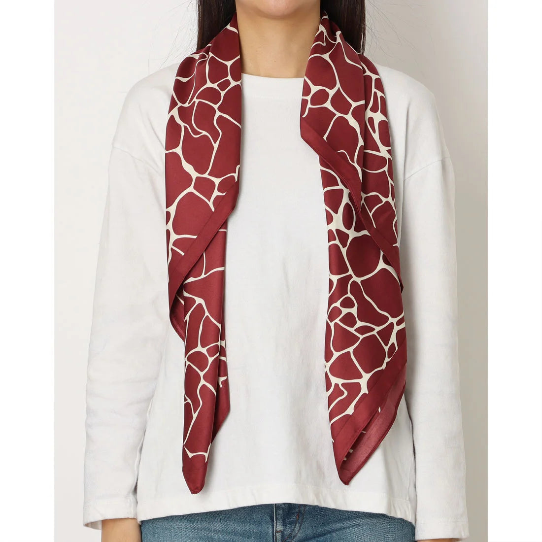 Red Doodle Silk Scarf (90x90cms)