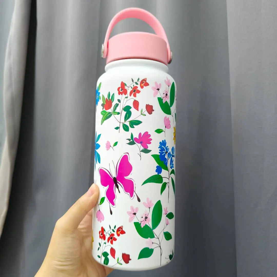 Petalyn Butterfly Stainless Steel Bottle with Thermos Lid (1000ml)