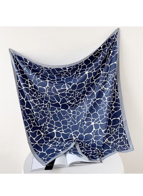 Navy Doodle Silk Scarf (90x90cms)