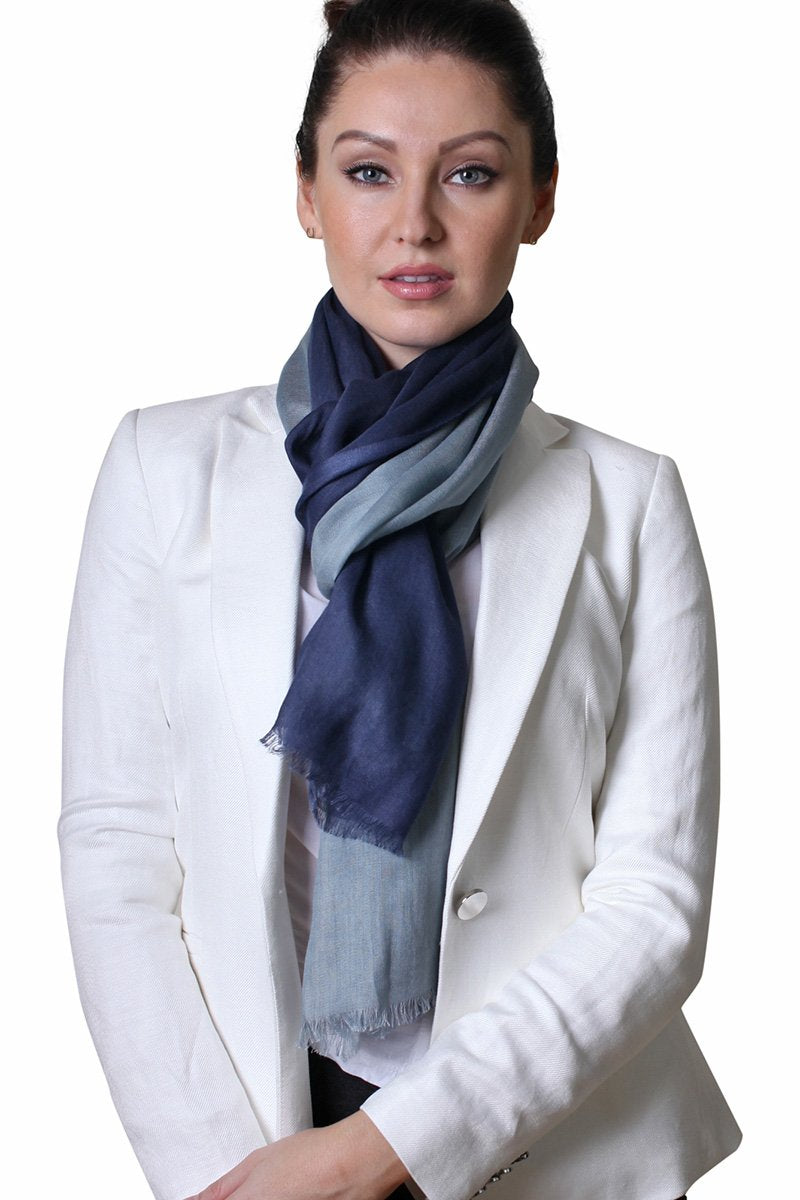Dania Ombre Sapphire Cotton Linen Stole