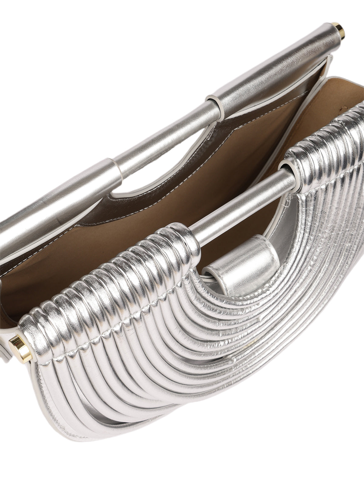 Sculpt Loop Vegan Leather Handbag (Silver)