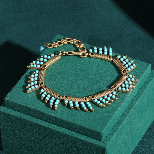 Azure Turquoise Leaf Antique Bracelet