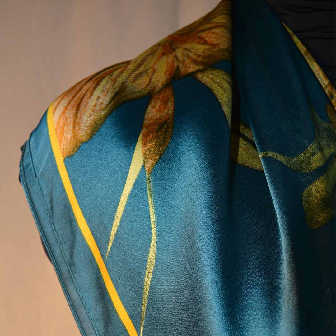 Autumn Azure Silk Stole